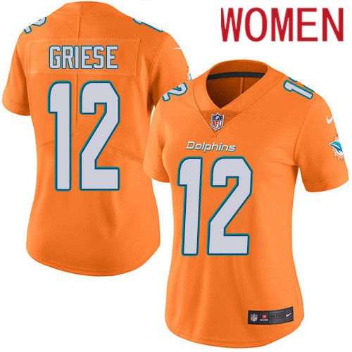 Women Miami Dolphins #12 Bob Griese Nike Orange Vapor Limited Rush NFL Jersey->women nfl jersey->Women Jersey